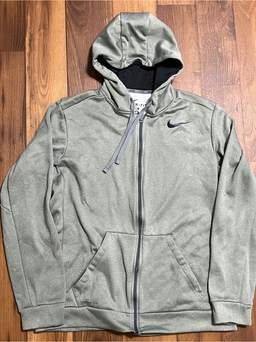 Nike Hoodie Mens Large Grey Therma-FIT Full Zip Sweatshirt Fleece Activewear Gym